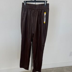 DKNY Ladies’ Dark Brown Faux Leather Pants, Small, NWT